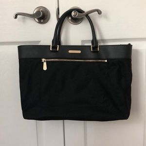 Michael Kors Black Leather and Fabric Tote